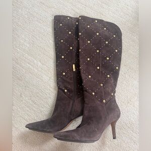 Vince Camuto Brown Studded Knee-High Boots